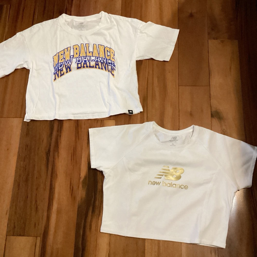 New Balance White and Gold Short Sleeve Tees